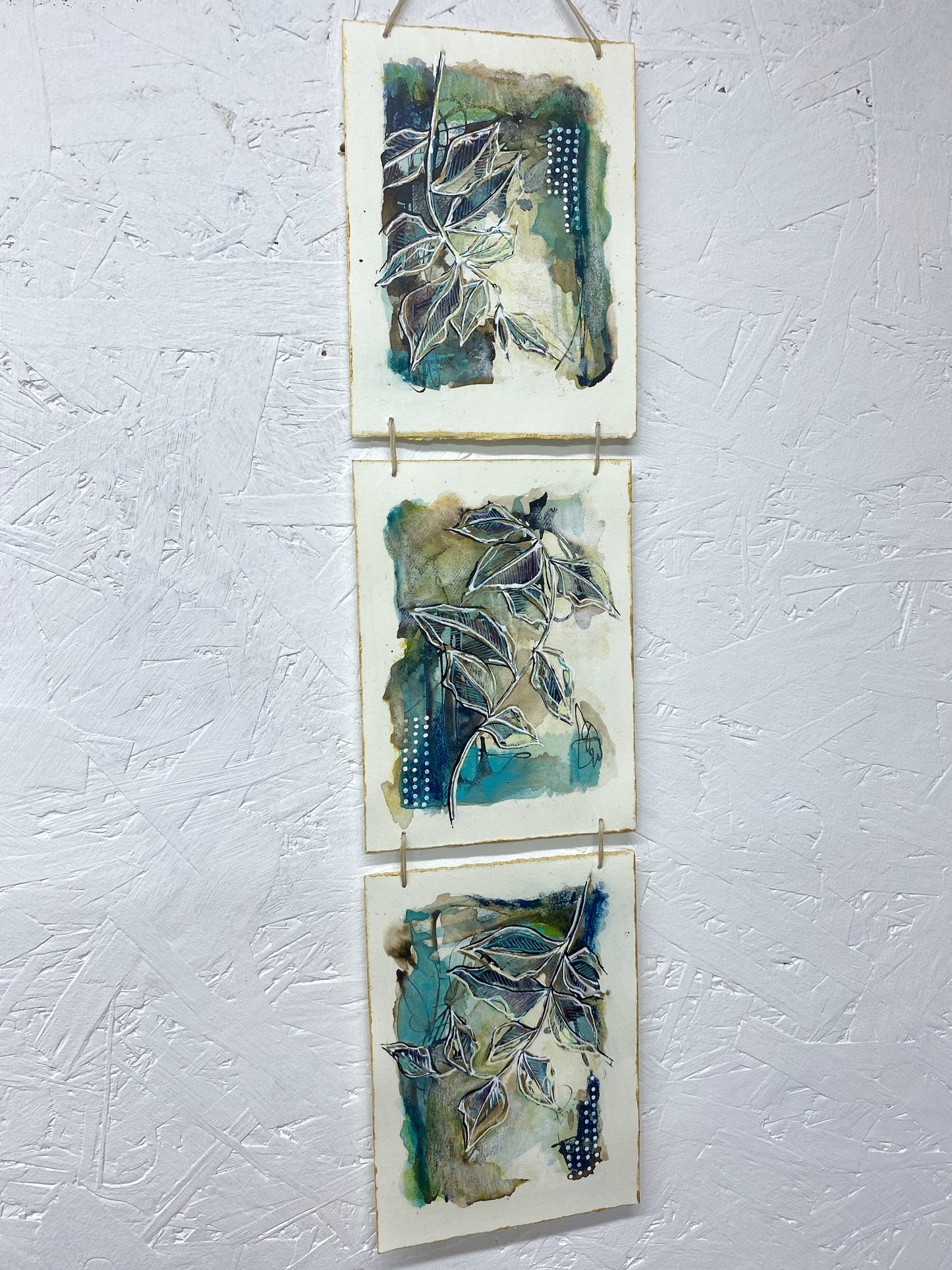 Blissful Woodland - Original Painting, Triptych Wall Hanging