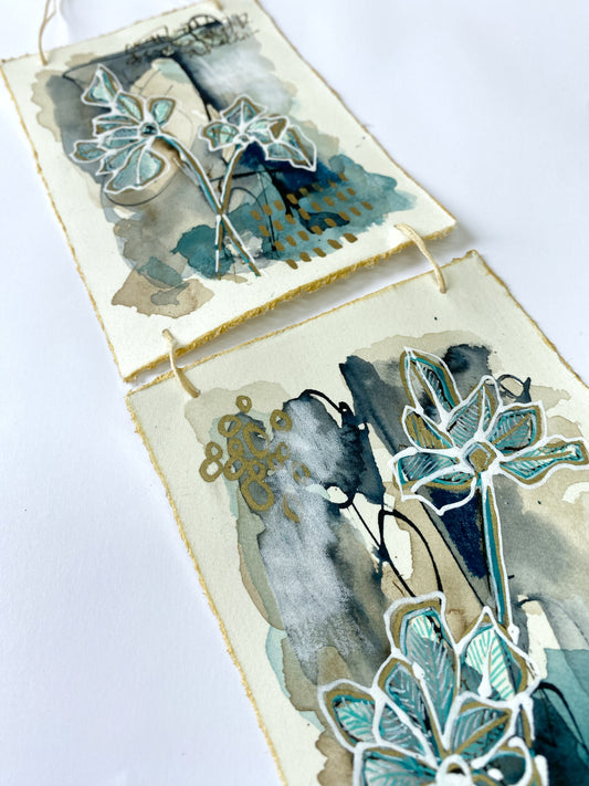 Fresh Stems - Original Painting, Triptych Wall Hanging - Carla Jennings Art