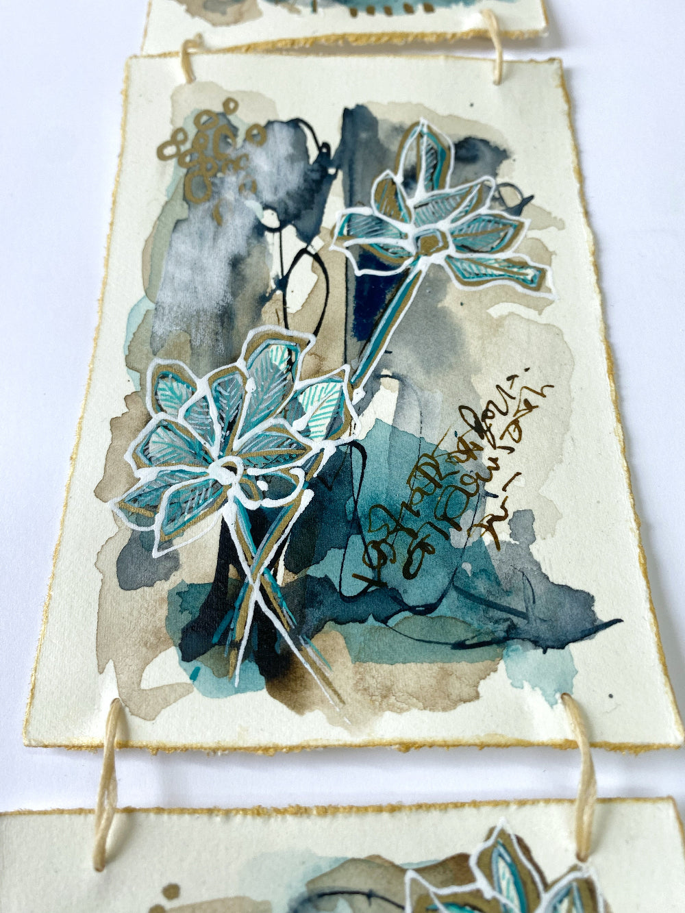 Fresh Stems - Original Painting, Triptych Wall Hanging - Carla Jennings Art