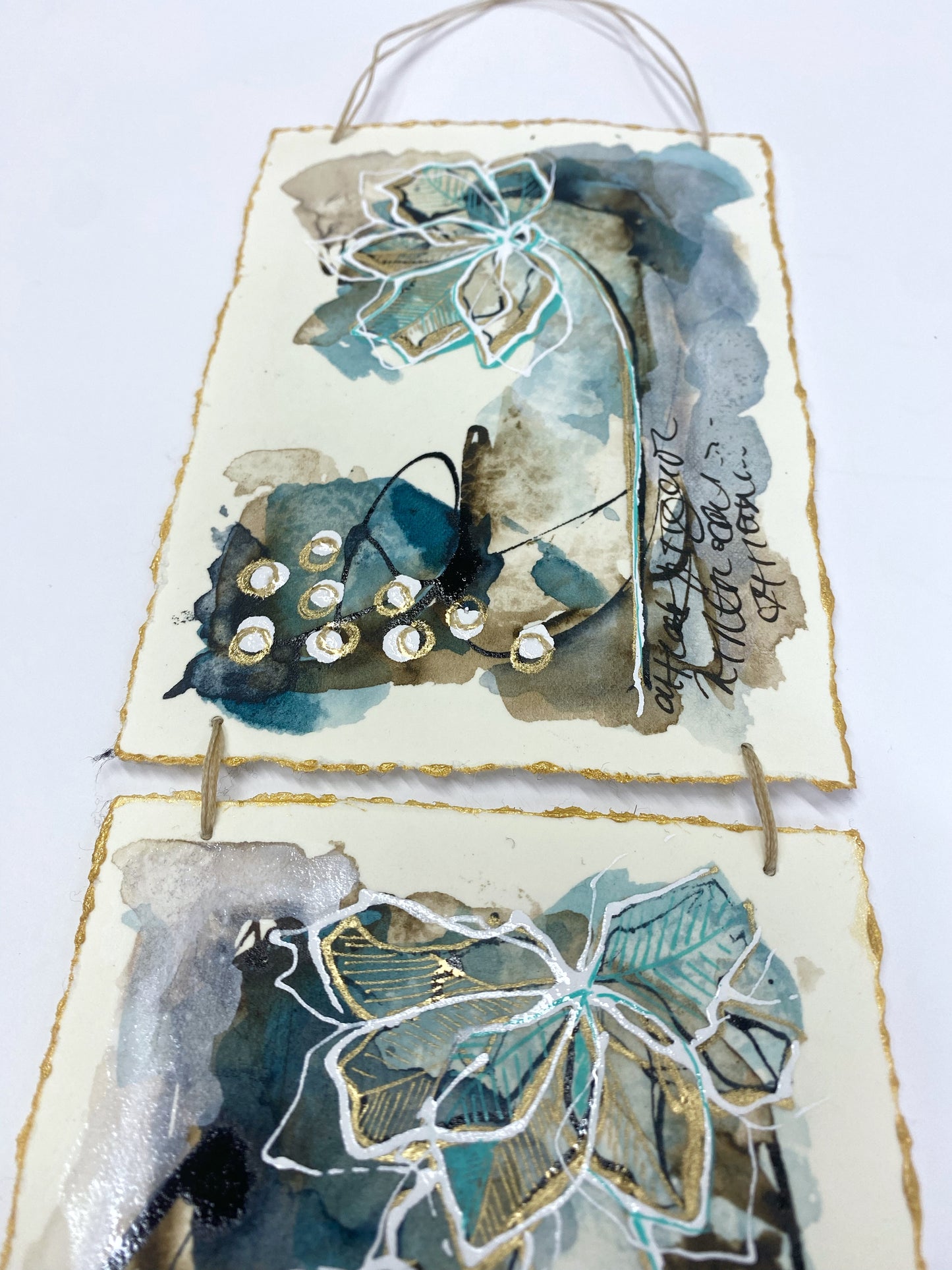 Fresh Stems II - Original Painting, Triptych Wall Hanging - Carla Jennings Art