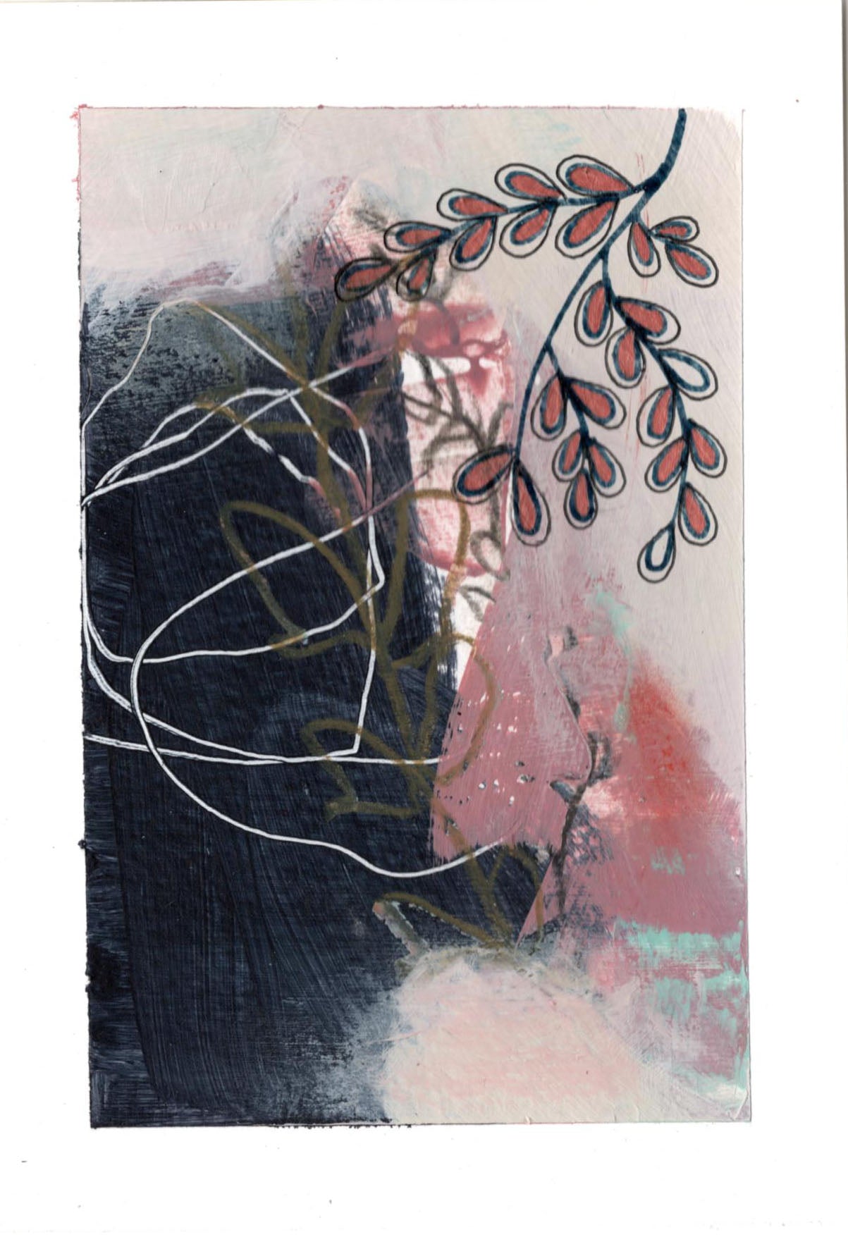 Go With the Flow III - set of 4 mini original paintings with metallic details