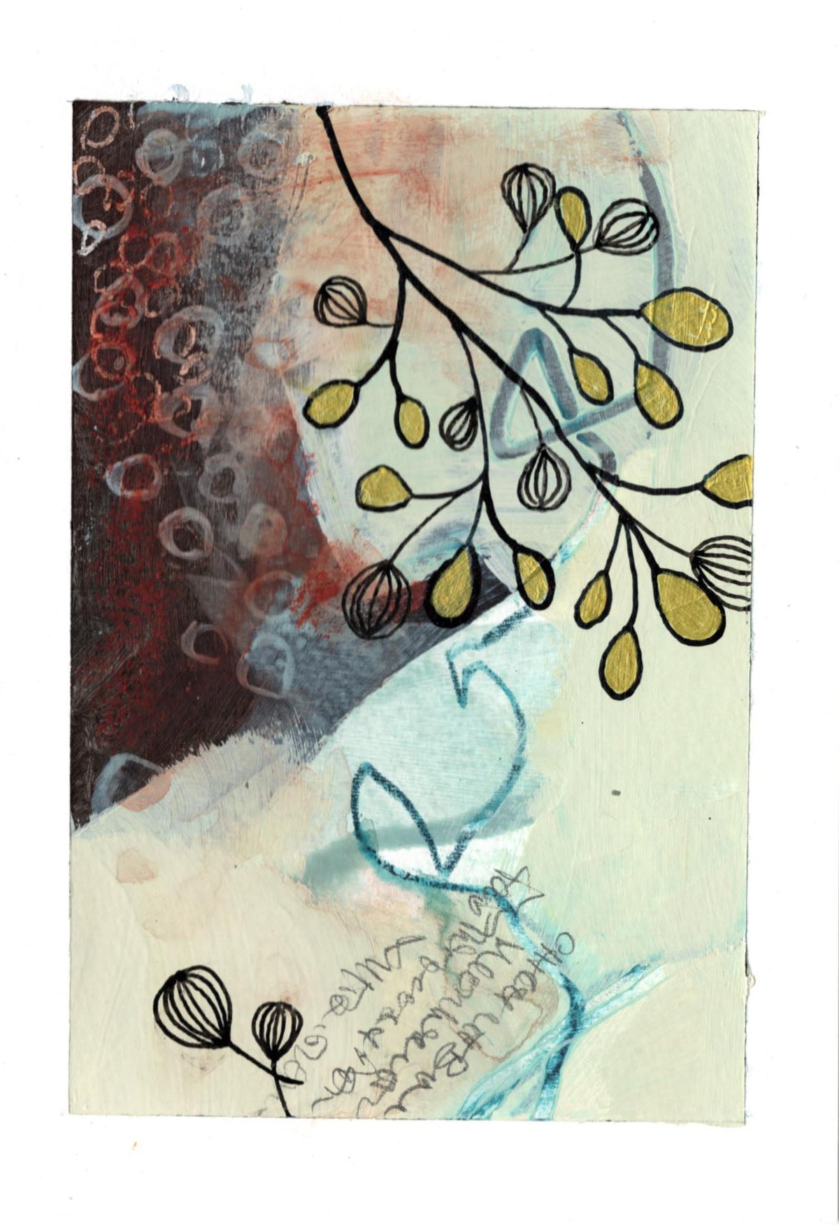 Go With the Flow IV - set of 4 mini original paintings with gold detail