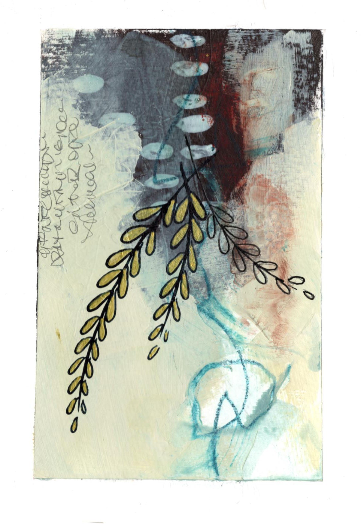 Go With the Flow IV - set of 4 mini original paintings with gold detail