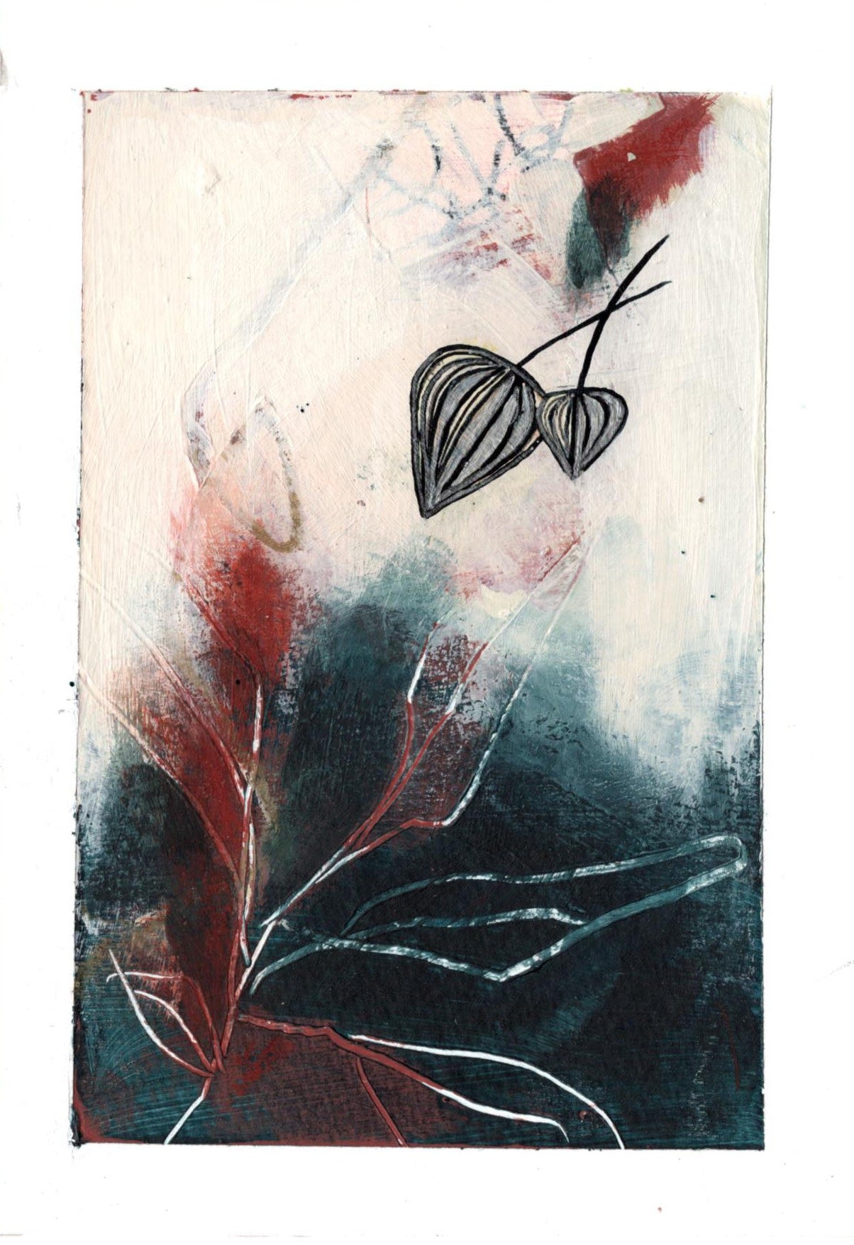 Go With the Flow V - set of 4 mini original paintings with silver detail