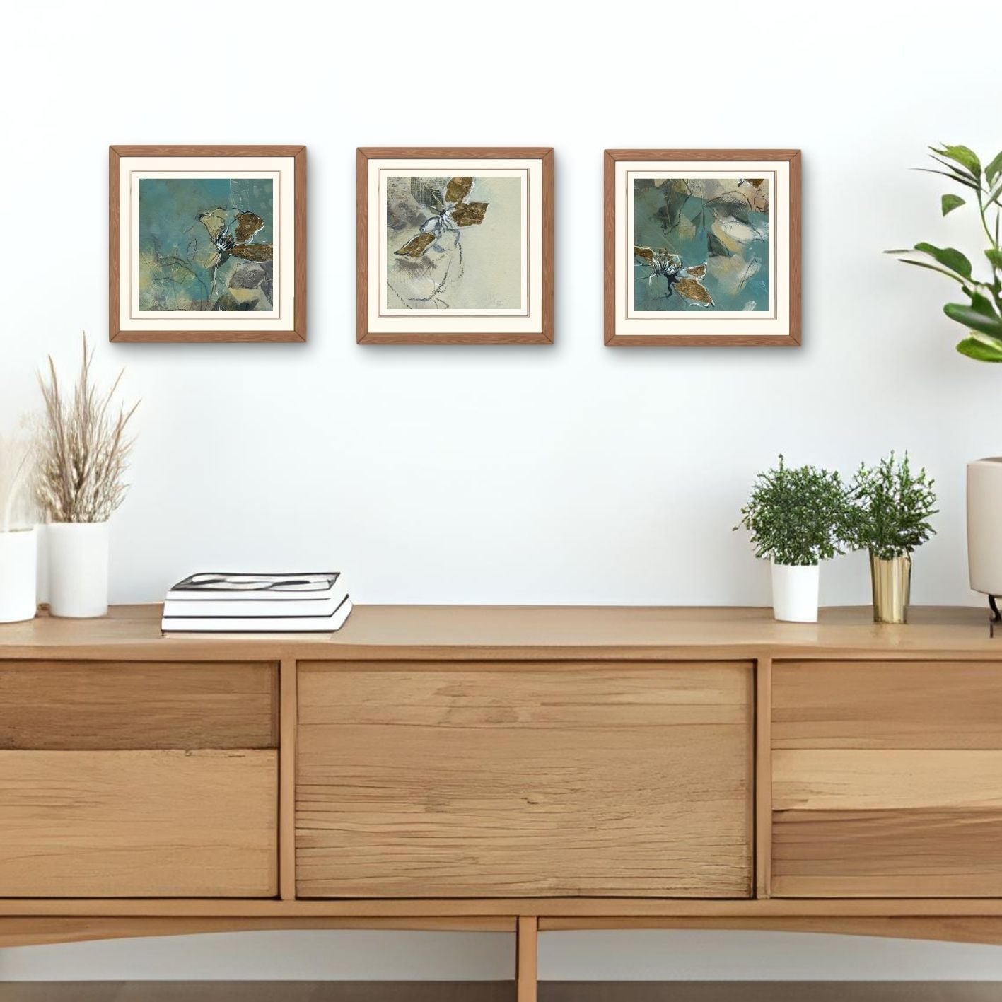 Set of 3 Mini Art Prints - Golden Blooms