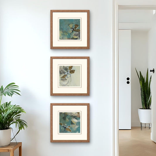 Set of 3 Mini Art Prints - Golden Blooms