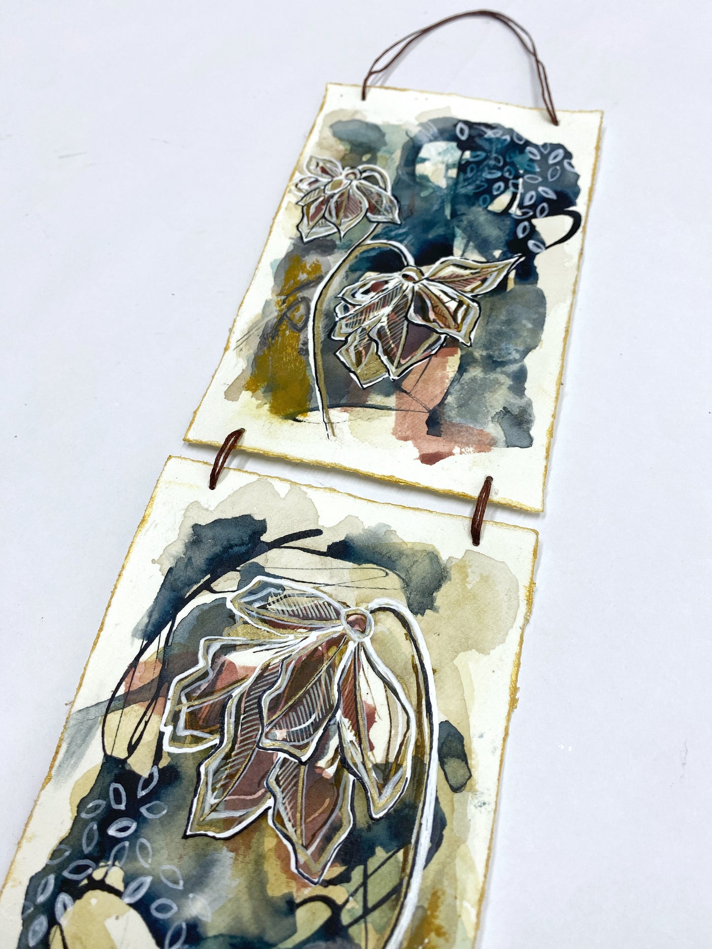 Autumn Vibes - Original Painting, Triptych Wall Hanging