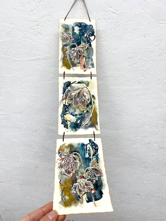 Autumn Vibes - Original Painting, Triptych Wall Hanging - Carla Jennings Art