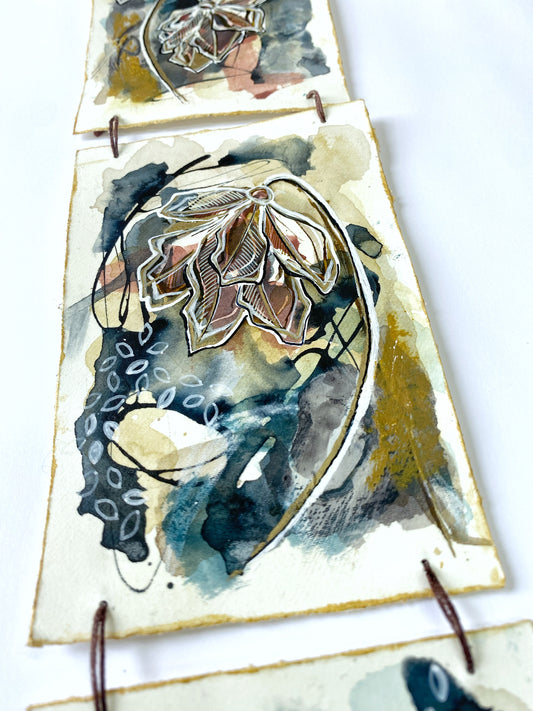 Autumn Vibes - Original Painting, Triptych Wall Hanging