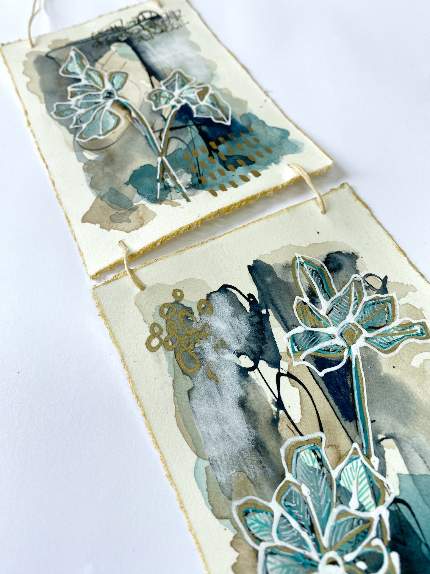 Fresh Stems - Original Painting, Triptych Wall Hanging