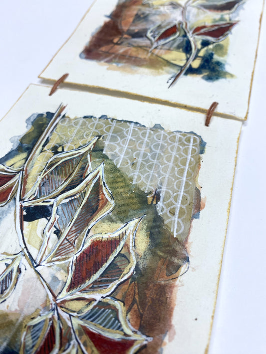 Autumn Rain - Original Painting, Triptych Wall Hanging - Carla Jennings Art