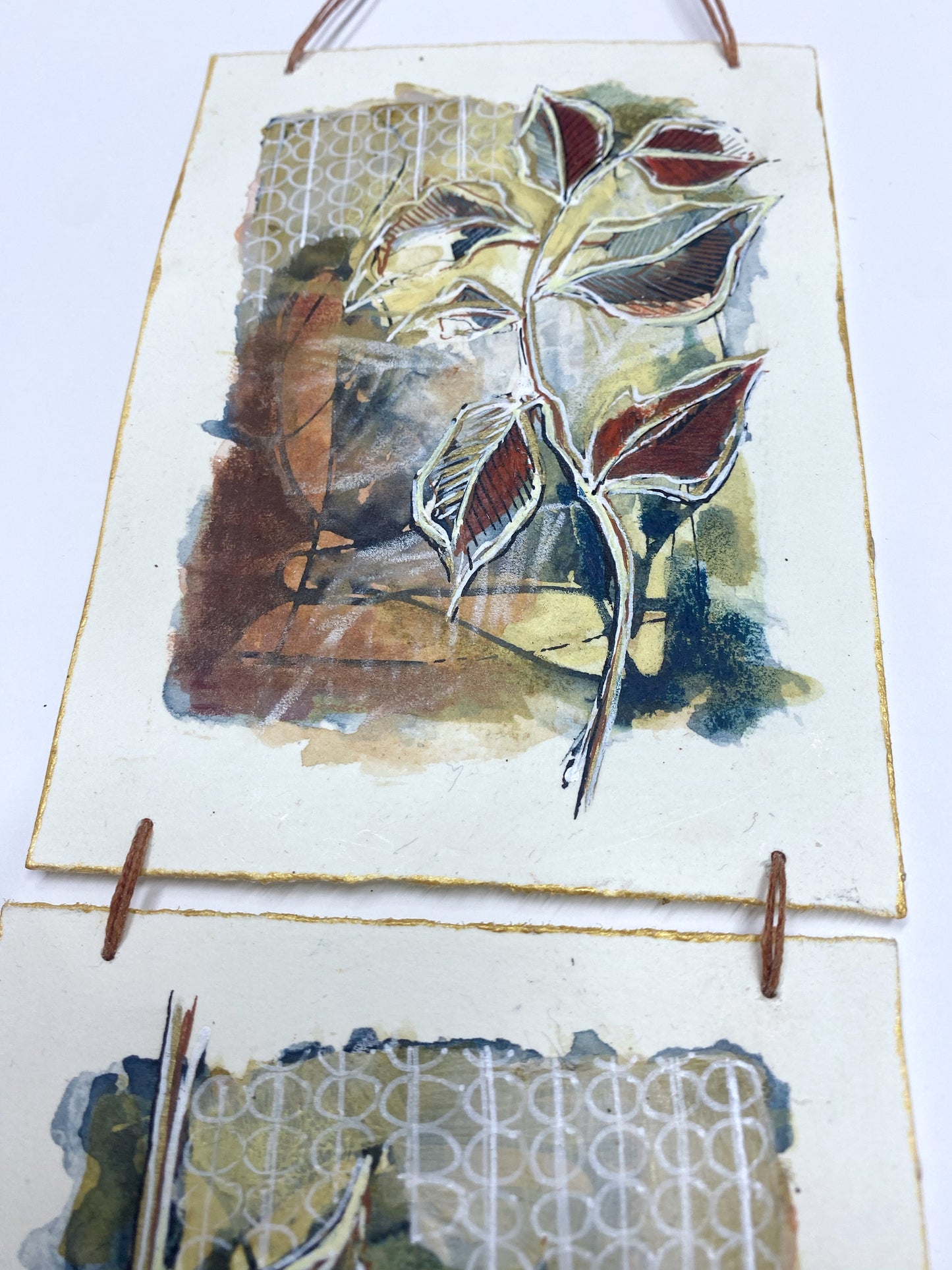 Autumn Rain - Original Painting, Triptych Wall Hanging