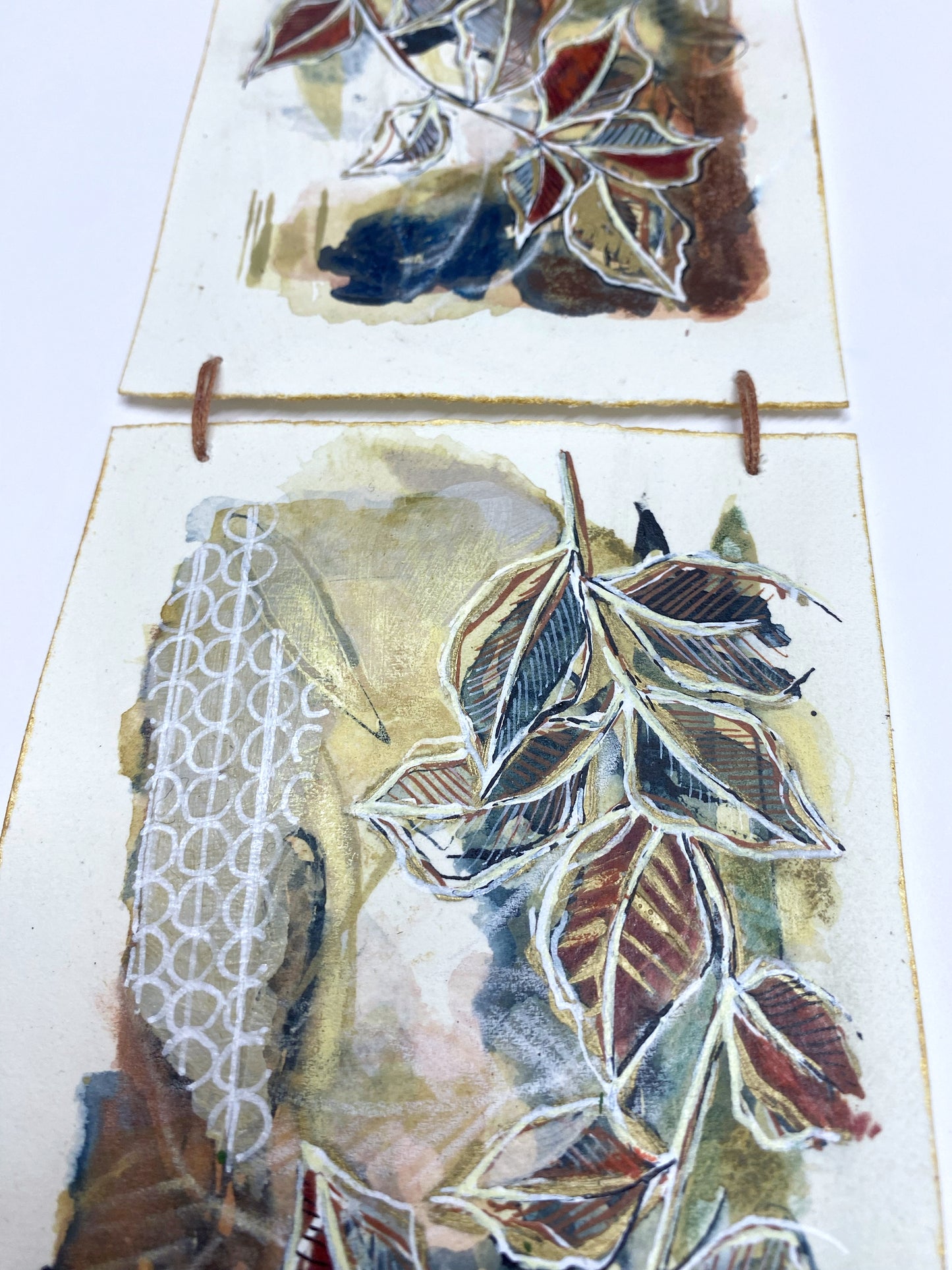 Autumn Rain - Original Painting, Triptych Wall Hanging